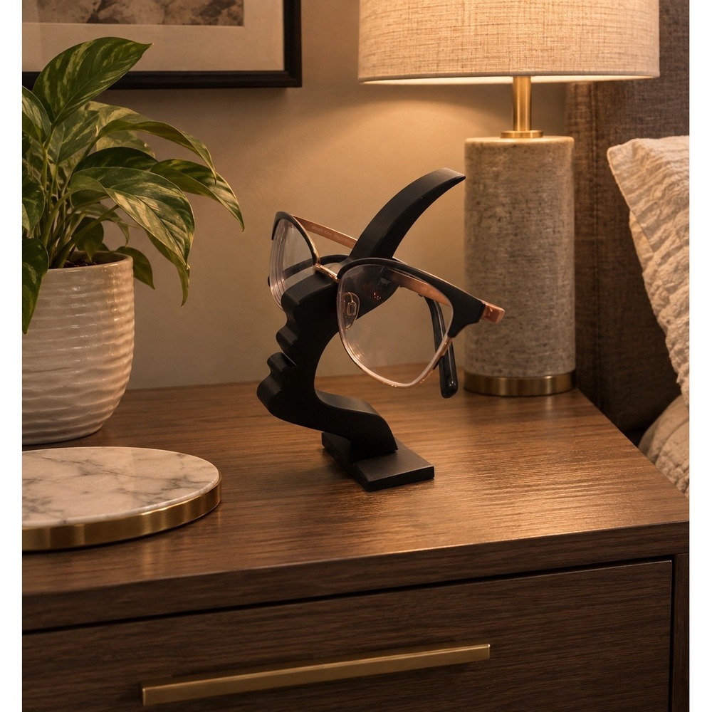 Abstract Face Eyeglass Holder Stand, Modern Desk Decor Display for Glasses Gift